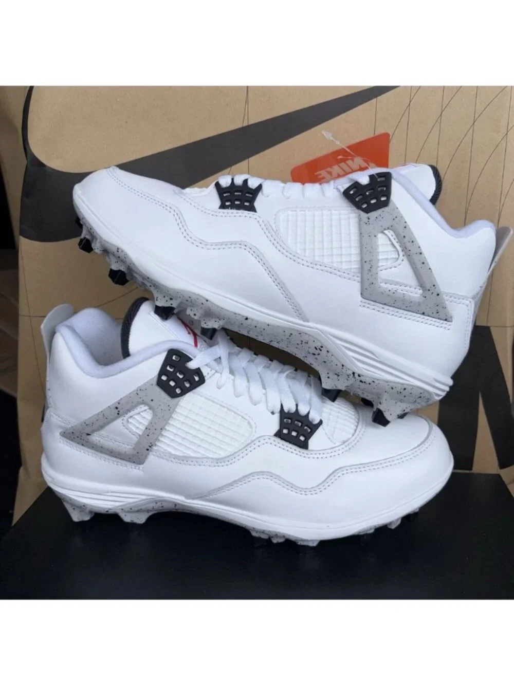 NEW Nike Jordan 4 Retro TD 'White Cement' HQ0207-106 Men's Size 8.5 Cleats